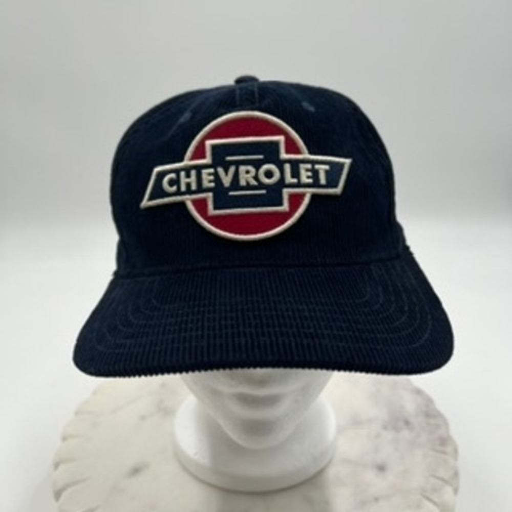 Chevrolet Navy Blue Corduroy Snapback Hat GM Licensed Mad Engine Mens Cap NEW
